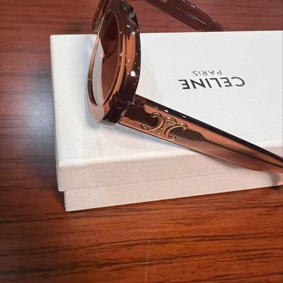 CELINE Triomphe 01 Sunglasses In Acetate BROWN CRYSTAL - Picture 5 of 7